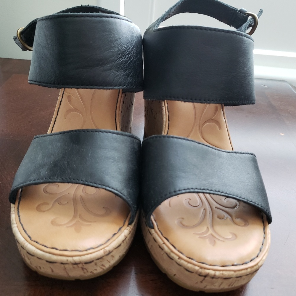 Born Black Upper Leather Platform Heels